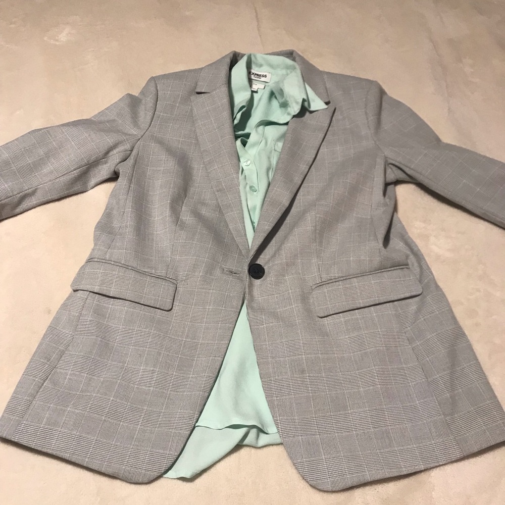 Gray Single Button Women’s Blazer